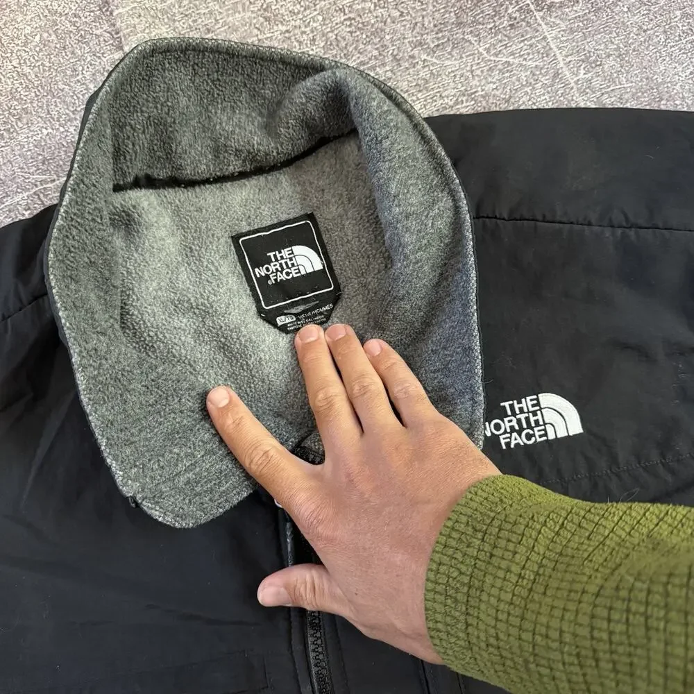 Men's Vintage Y2K The North Face Gray Black Denali Fleece Bomber Jacket Sz XL